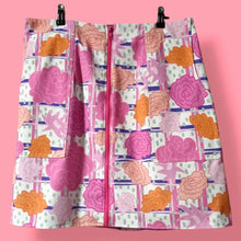 Load image into Gallery viewer, High waisted floral check canvas skirt