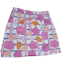 Load image into Gallery viewer, High waisted floral check canvas skirt