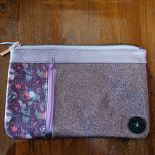 Load image into Gallery viewer, Purple kangaroo floral clutch