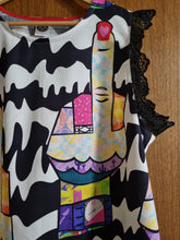 Load image into Gallery viewer, The bird sleeveless shift dress with lace trim.