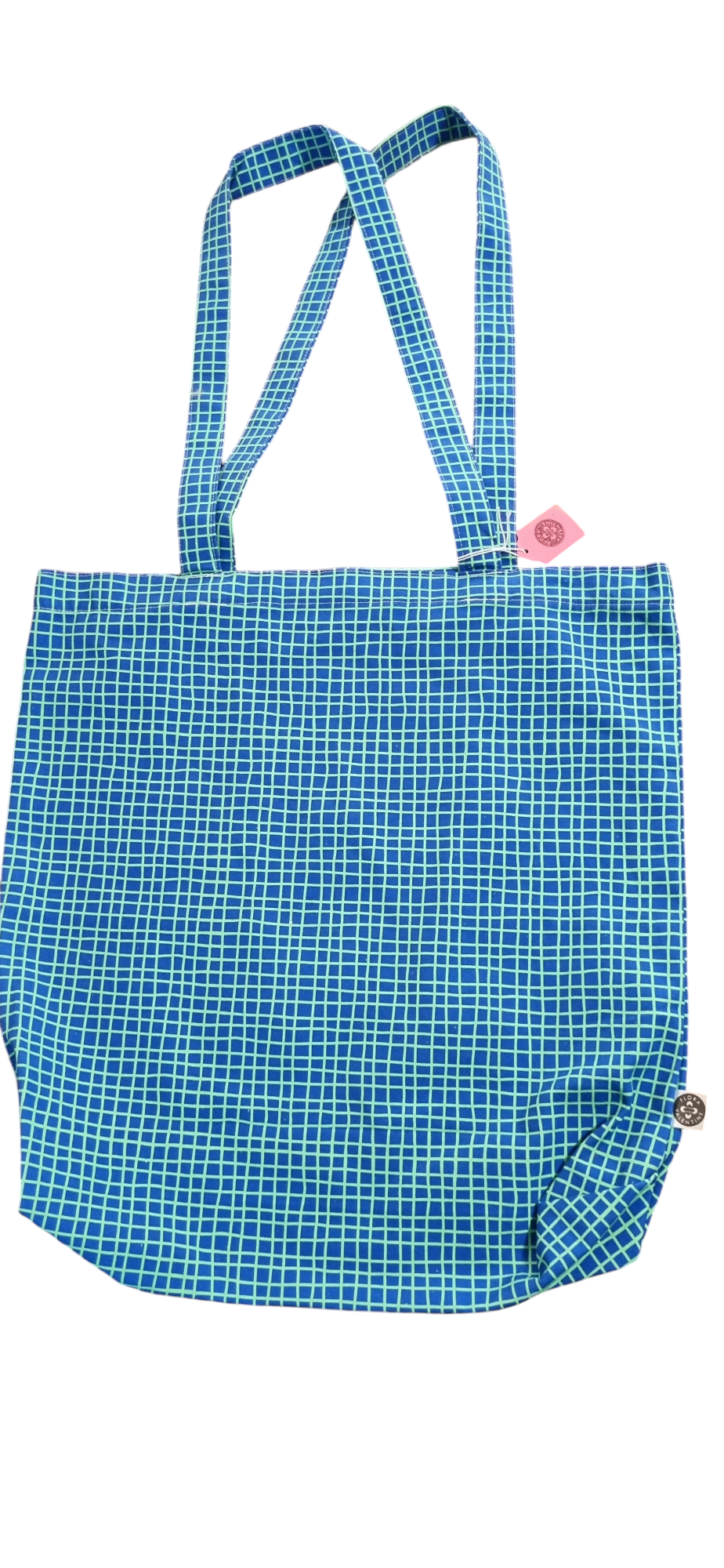 Blue / Green check tote bag